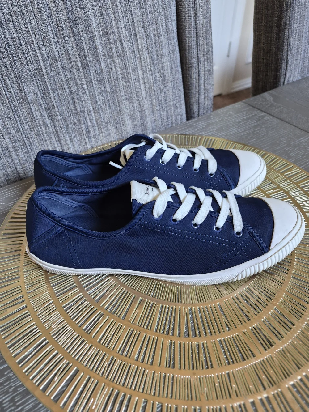 kate spade Tennison Navy Canvas Low-Top Sneakers with White Laces